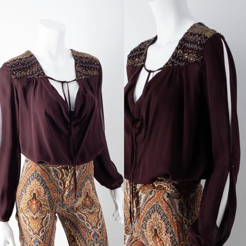 NWT Haute Hippie Beaded Silk Tunic, size small - Picture 6 of 12